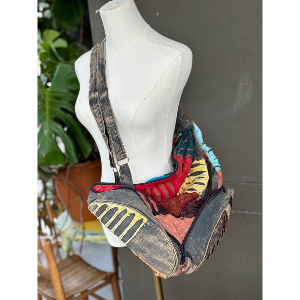 Hobo Patch Cutting Crossbody Backpack Rucksack Outdoor Boho Hippie Ethnic Hiking - Picture 3 of 9